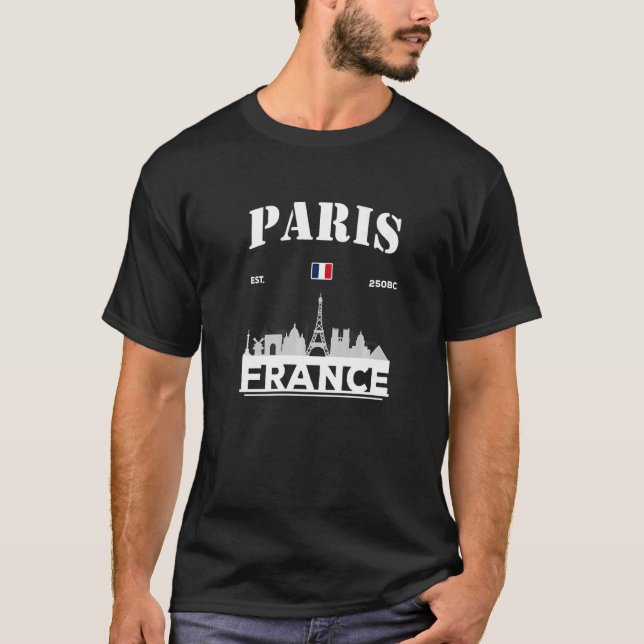 Coola Paris Frankrike City Skyline Fransk Älskare  T Shirt (Framsida)