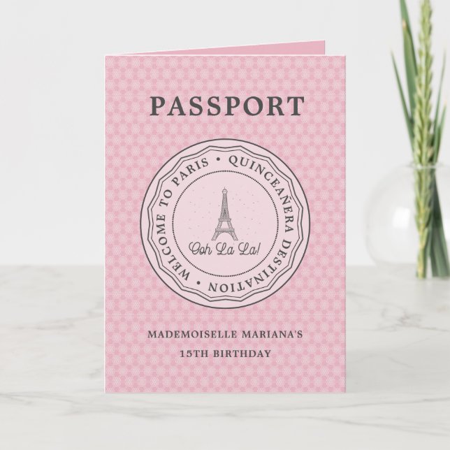 Coola  Paris-pass med Bild Quinceañera Inbjudan (Framsida)