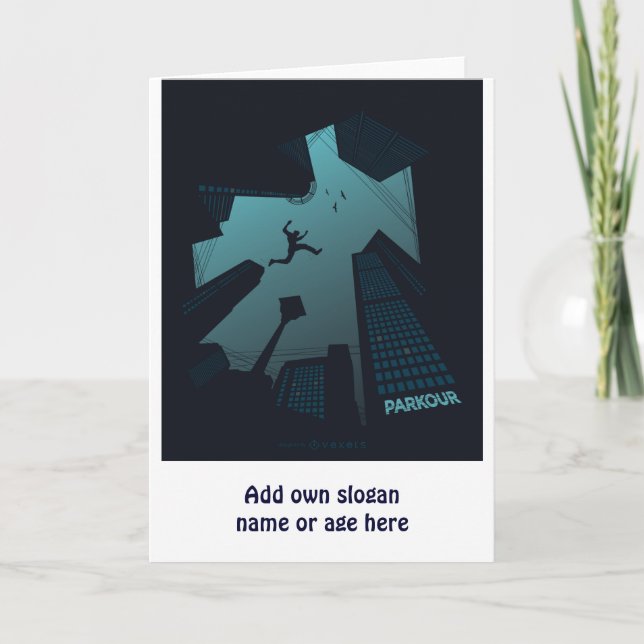 Coola PARKOUR Tonåring Grafik som Bygger Tak-jumpn Kort (Framsida)