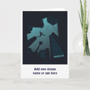 Coola PARKOUR Tonåring Grafik som Bygger Tak-jumpn Kort