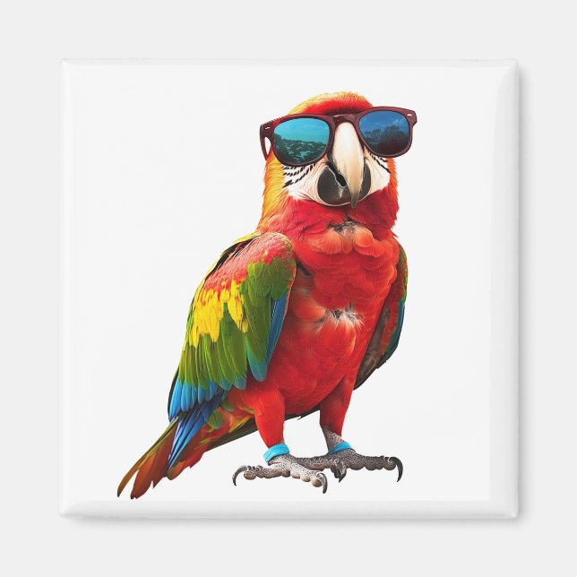 Coola Parrot med solglasögon Magnet (Framsidan)