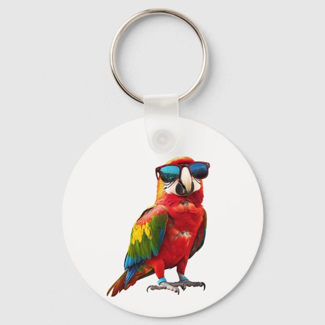 Coola Parrot med solglasögon Nyckelring (Framsida)