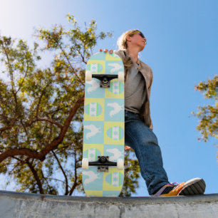Coola Påsk Checkboard Mönster Tupp Eggs Mini Skateboard Bräda 18,5 Cm