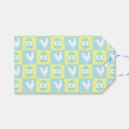 Coola Påsk Checkboard Mönster Tupp Eggs Presentetikett