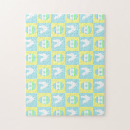 Coola Påsk Checkboard Mönster Tupp Eggs Pussel