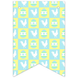 Coola Påsk Checkboard Mönster Tupp Eggs Vimplar