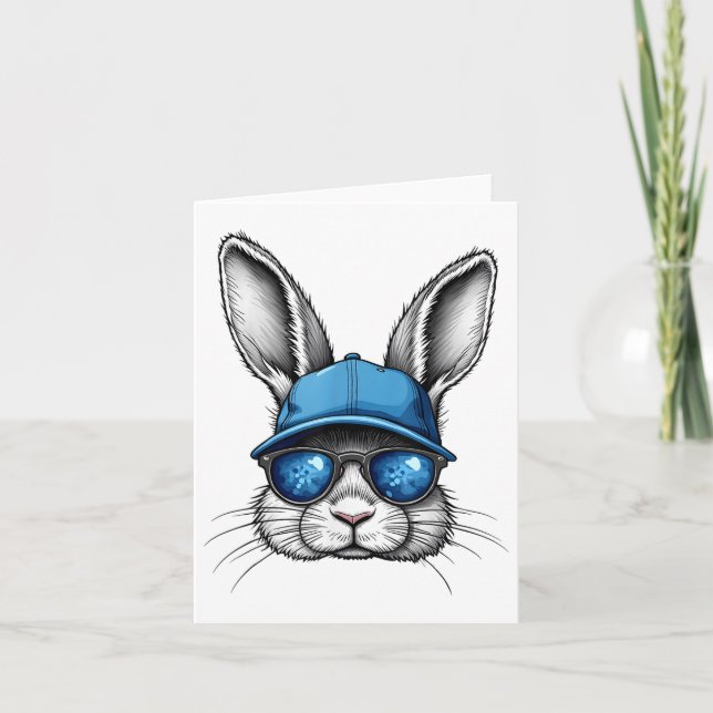 Coola Påsk Dag Bunny Ansikte med soler Manar boys  Kort (Framsida)