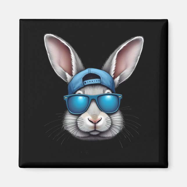 Coola Påsk Dag Bunny Ansikte med soler Manar boys  Magnet (Framsidan)