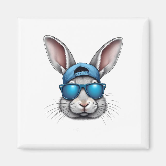 Coola Påsk Dag Bunny Ansikte med soler Manar boys  Magnet (Framsidan)