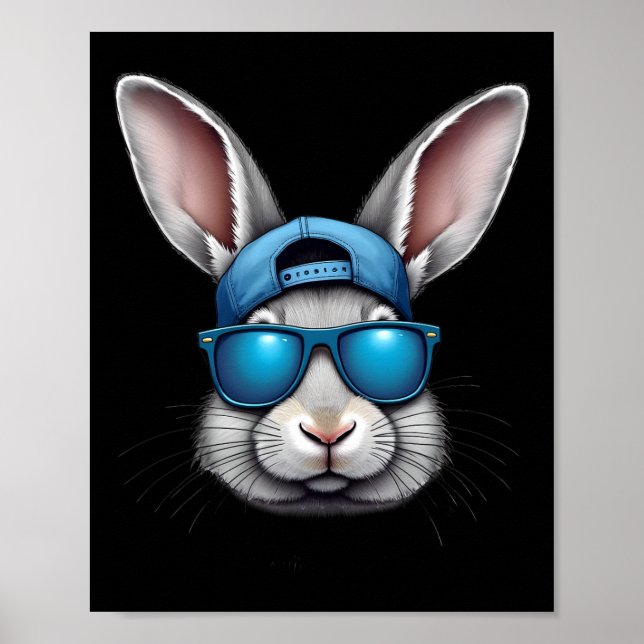 Coola Påsk Dag Bunny Ansikte med soler Manar boys  Poster (Framsidan)