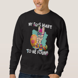 Coola Påsk Hip hop Bunny Mina ägg ska hittas Lång Ärmad Tröja
