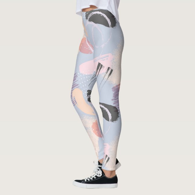 Coola pastel färg penseldrag, kollage leggings (Vänster)