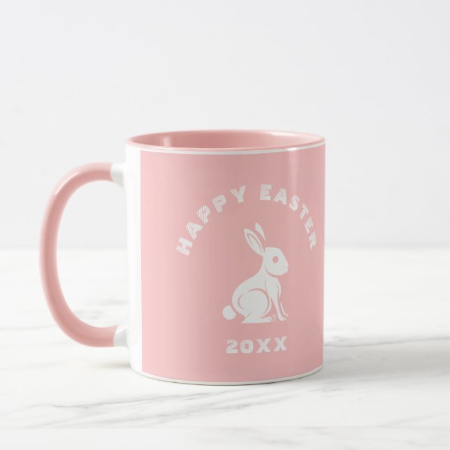 Coola Pastel Rosa White Glad påsk Bunny Rabbit Mugg (Vänster)