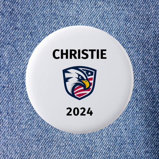 Coola Patriotic Chris Christie 2024 Val Eagle Knapp (Skapare uppladdad)