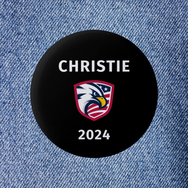 Coola Patriotic Chris Christie 2024 Val Eagle Knapp (Skapare uppladdad)