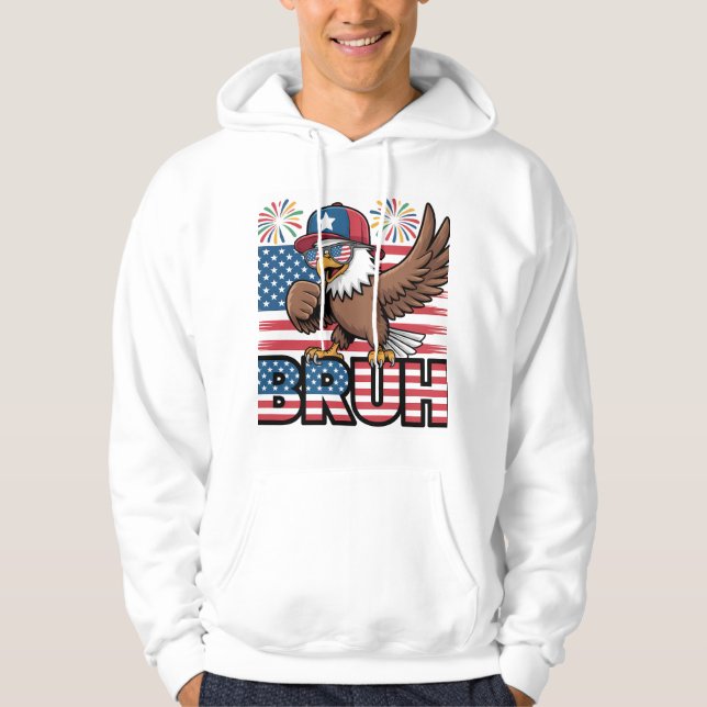 Coola Patriotic Eagle Bruh Design Hoodie (Framsida)