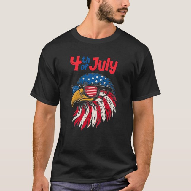 Coola Patriotic Eagle Flagga Sunglass 4 juli T Shirt (Framsida)