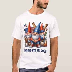 Coola Patriotic gnomes Baseball 4 juli T Shirt