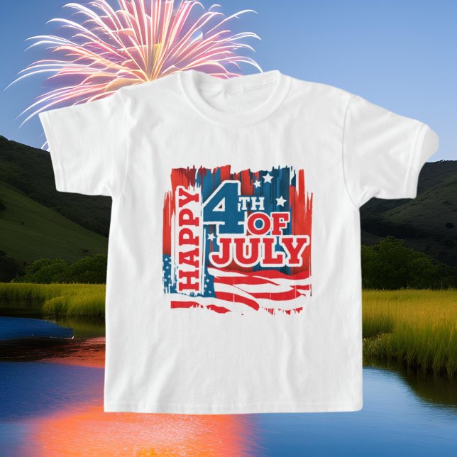 coola Patriotic Lycklig Fjärde juli, unisex-barn T Shirt (Skapare uppladdad)