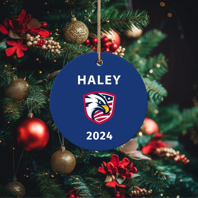 Coola Patriotic Nikki Haley 2024 Val Eagle Julgransprydnad Keramik (Skapare uppladdad)
