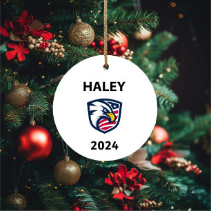 Coola Patriotic Nikki Haley 2024 Val Eagle Julgransprydnad Keramik