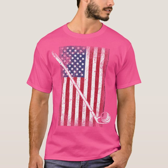 Coola Patriotic USA American Flagga Golf Sports Fu T Shirt (Framsida)