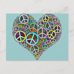 Coola Peace Kärlek Heart Vykort