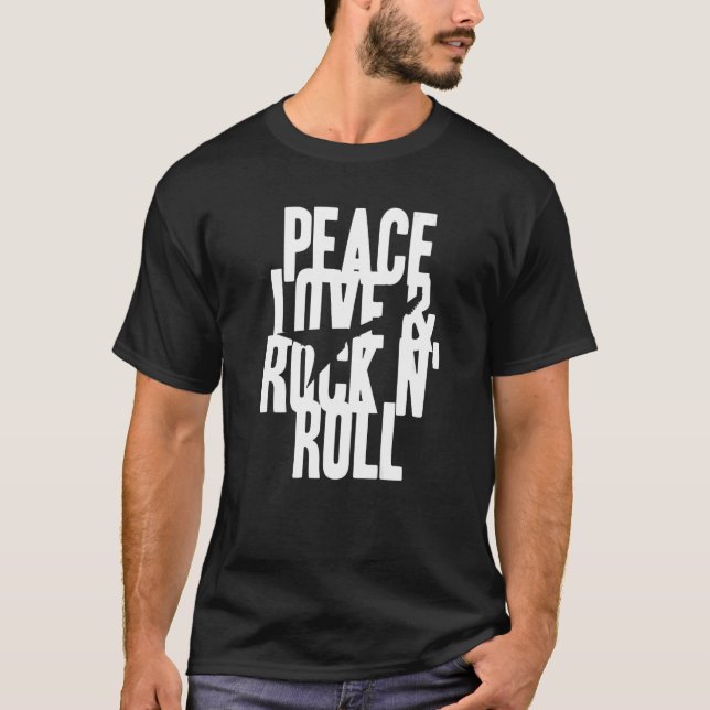 Coola PEACE KÄRLEK & STEN N' ROLL finns T Shirt (Framsida)