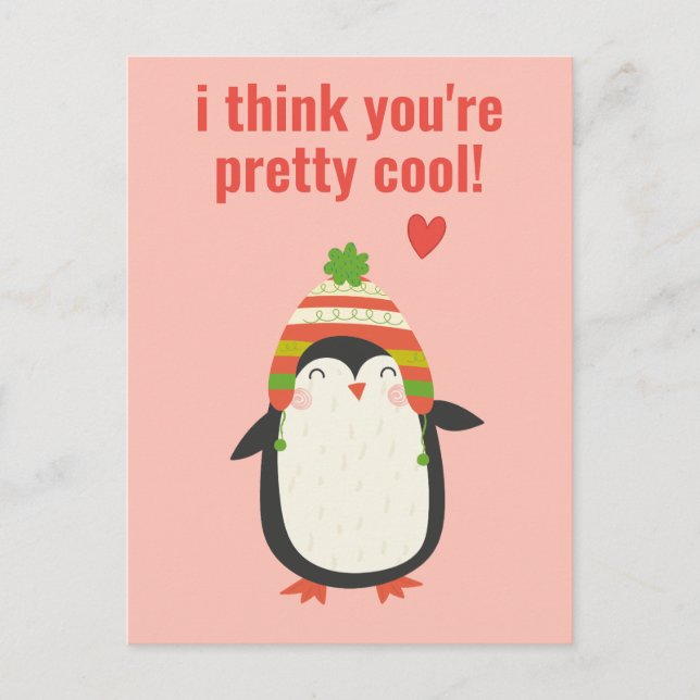 Coola Penguin - Cute Classroom Valentine Vykort (Framsida)