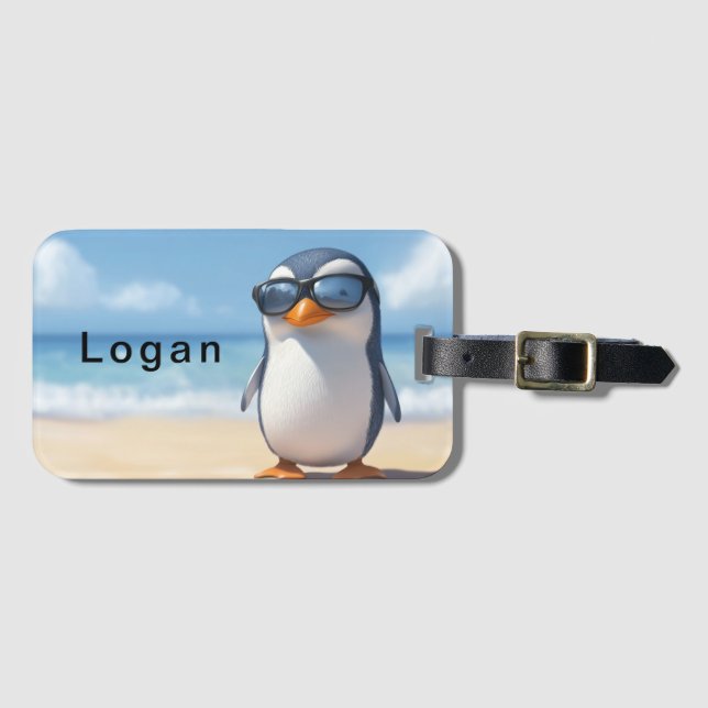 Coola Penguin Design för barn Personlig Bagagebricka (Framsida horisontal)