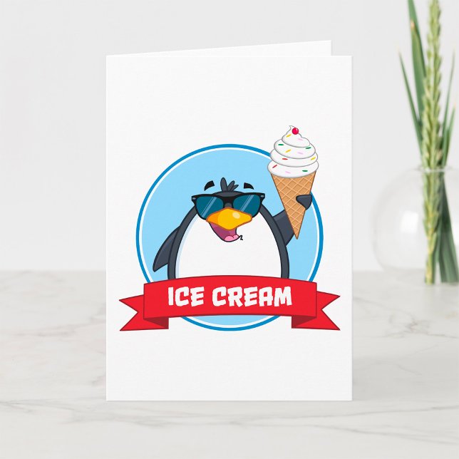 Coola Penguin Holding Ice Cream Kort (Skapare uppladdad)
