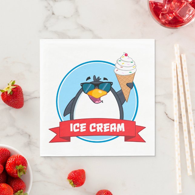 Coola Penguin Holding Ice Cream Pappersservett (Skapare uppladdad)