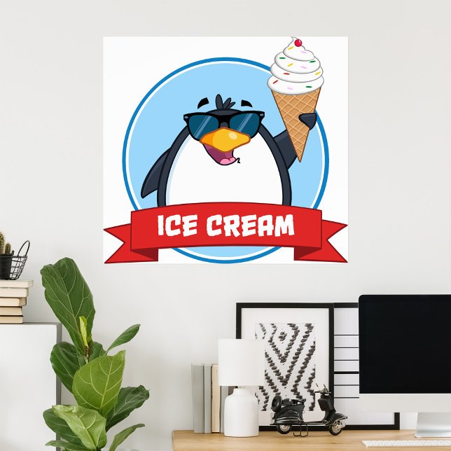 Coola Penguin Holding Ice Cream Poster (Skapare uppladdad)