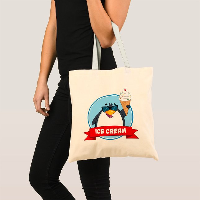 Coola Penguin Holding Ice Cream Tygkasse (Skapare uppladdad)