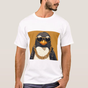Coola Penguin, Jacka och solglasögon med bakgrunds T Shirt