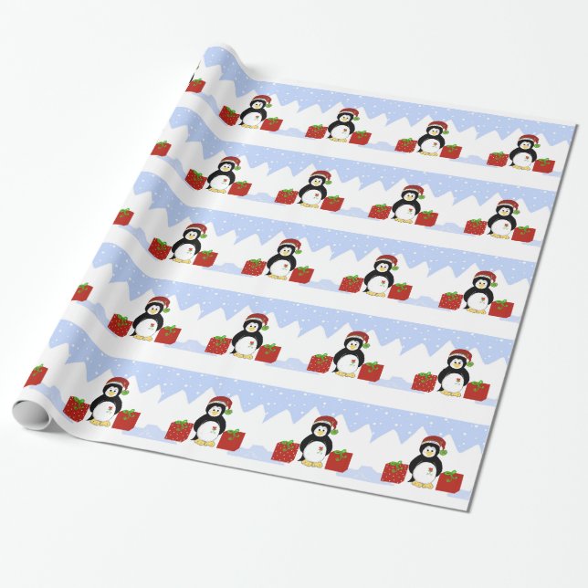 Coola Penguin med julafton Paket Presentpapper (Utrullad)