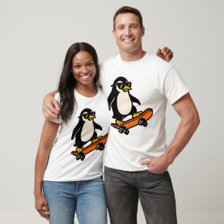 Coola Penguin på Skateboard T Shirt