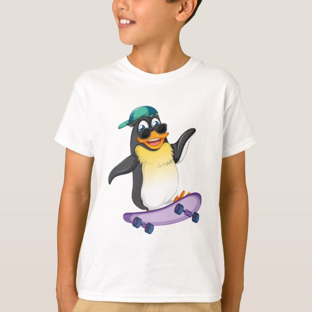 Coola Penguin Skateboard Kids T-Shirt Design - Rol (Framsida)