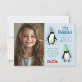 Coola Penguins firar barnens födelsedagsfoto Tack Kort