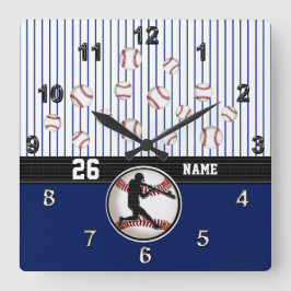 Coola Personlig Baseball Clock med text Fyrkantig Klocka