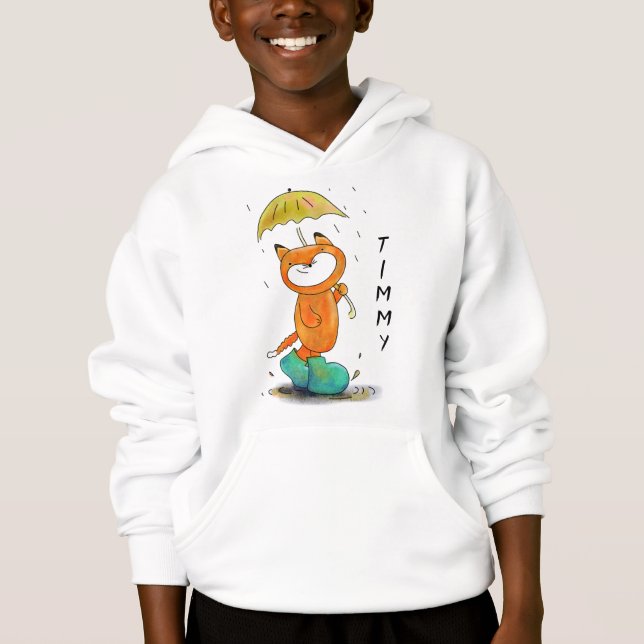 Coola Personlig Katt i regn T Shirt (Framsida)