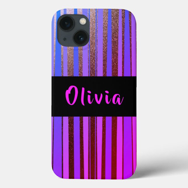 Coola Personlig Neon Glitter Lila Rand (Baksida)
