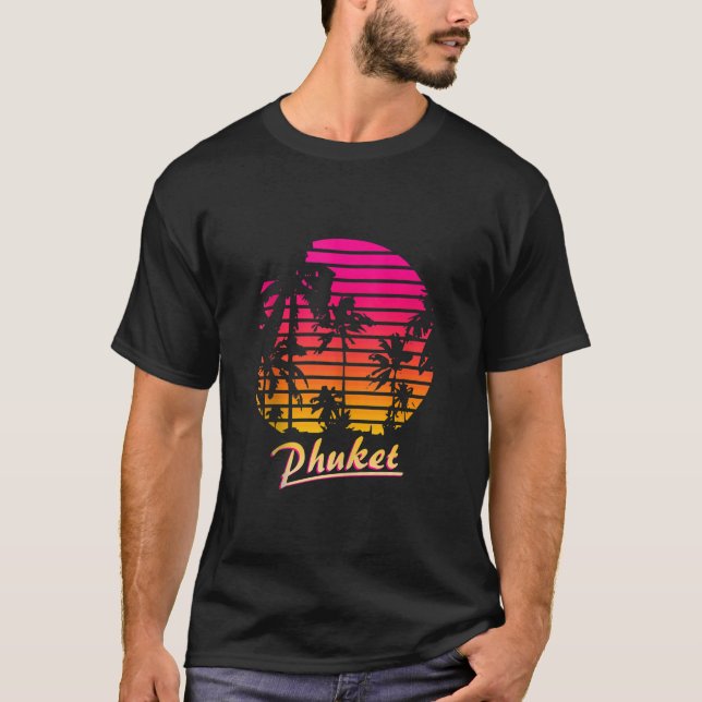 Coola Phuket 80-talet Handflatan Träd Sommarfritid T Shirt (Framsida)