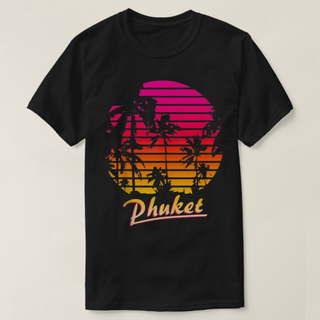Coola Phuket 80-talet Handflatan Träd, sommartid T Shirt (Design framsida)