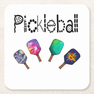 Coola Pickleball och Paddles Sports Art Underlägg Papper Kvadrat