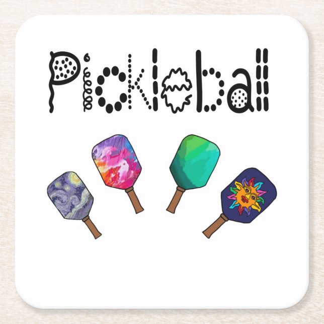 Coola Pickleball och Paddles Sports Art Underlägg Papper Kvadrat (Framsidan)
