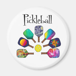 Coola Pickleball Paddle Sports Rainbow Magnet