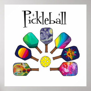 Coola Pickleball Paddle Sports Rainbow Poster