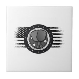 Coola Pickleball Sport USA Grunge Flagga - Pickleb Kakelplatta