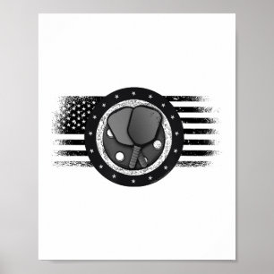 Coola Pickleball Sport USA Grunge Flagga - Pickleb Poster